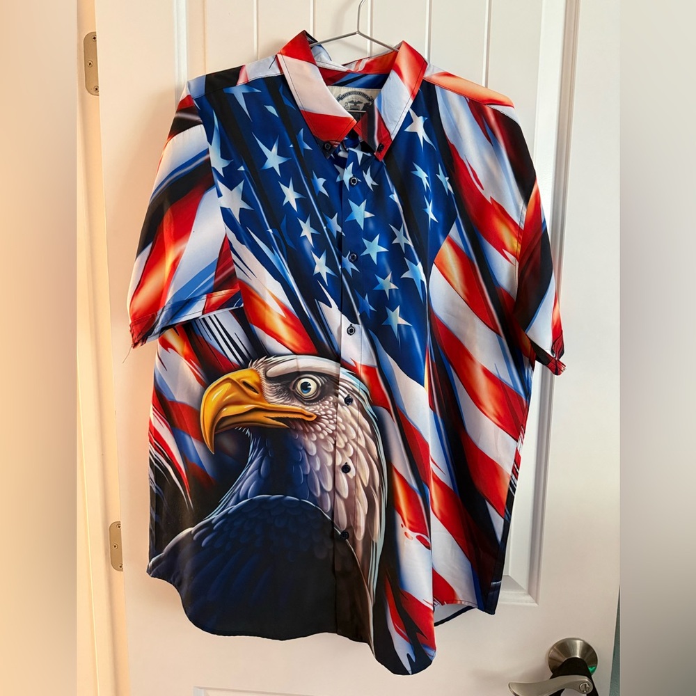 RSVLTS American Flag and Eagle button shirt